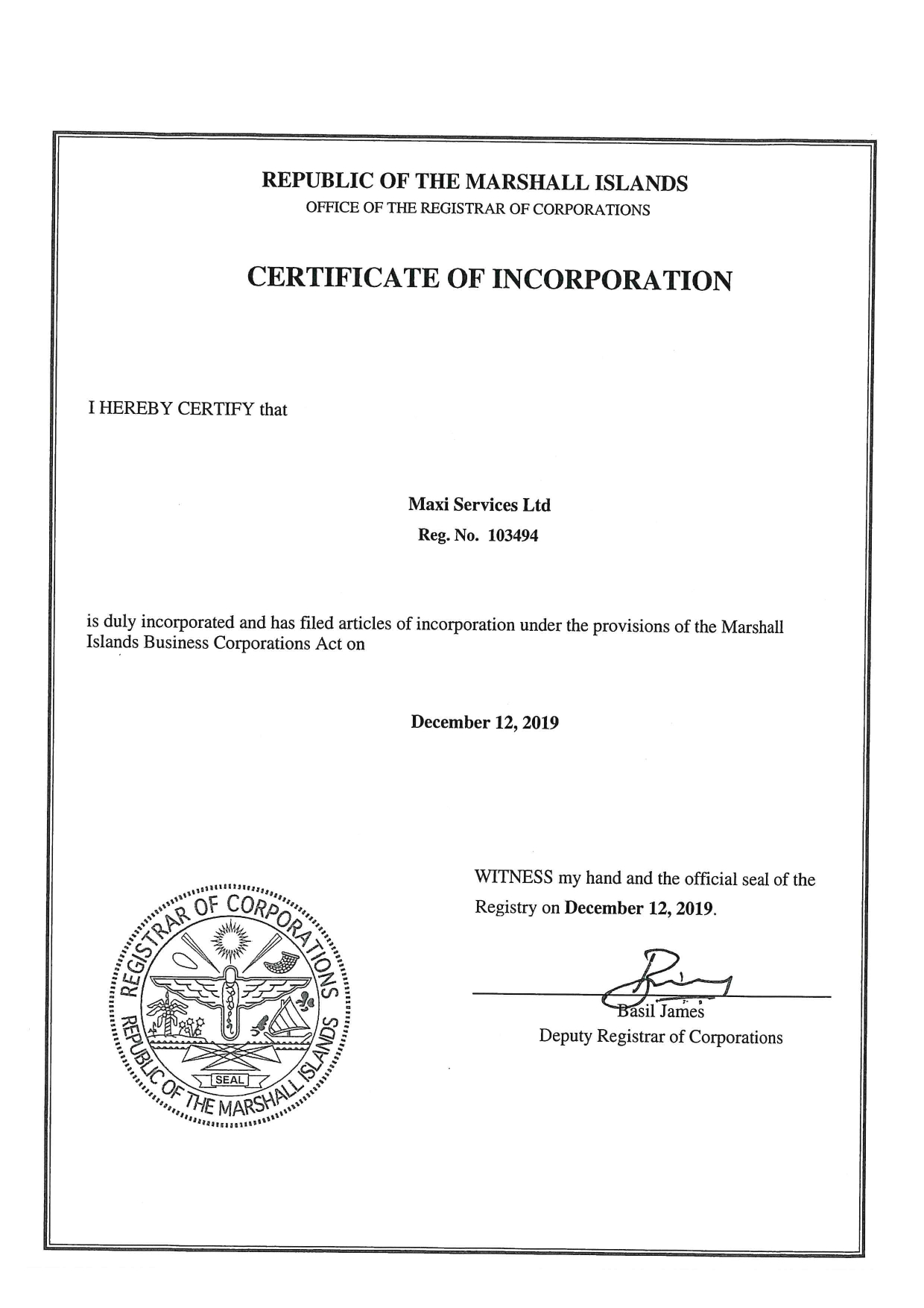 certificate